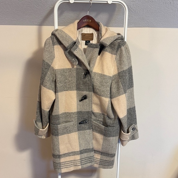Lauren Ralph Lauren VINTAGE  wool plaid hooded coat - Picture 1 of 5